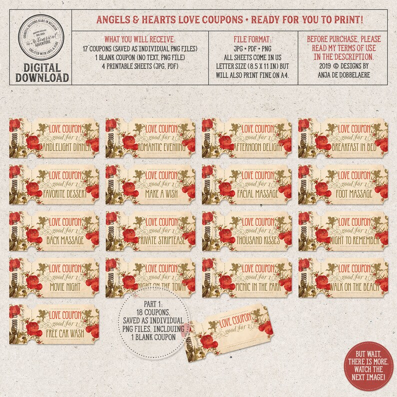 Printable Coupons Love Coupons Gift For Her Gift For Him ...