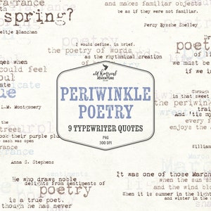 Poesia Pervinca, citazioni sulla macchina da scrivere, clipart di arte della parola, spunti per il diario, citazioni letterarie ispiratrici, diario di poesia, regalo per gli amanti dei libri