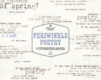 Periwinkle Poetry, Typewriter Quotes, Word Art Clipart, Journal Prompts, Inspirational Literary Quotes, Poetry Journal, Gift For Book Lovers