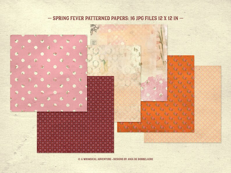 Spring Fever Digital Scrapbook Paper, Colorful Spring Garden Decor, Vintage Floral Patterned Paper Pack, Botanical Junk Journal Papers image 4