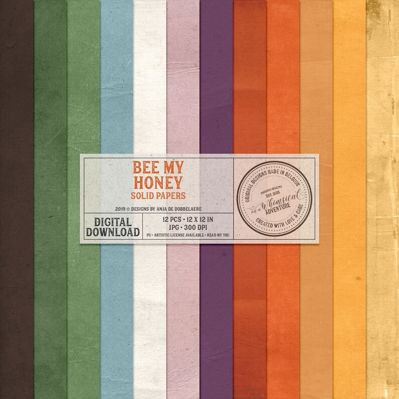 Beekeeper Gift Digital Paper Instant Download 12 x 12 Kraft Paper Save The Bees Bee My Honey Solid Colors