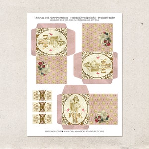 Alice In Wonderland printable tea bag envelopes party image 2