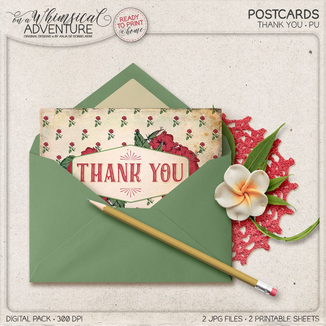 Thank You Printable Card, Digital, Printable Postcard, for Him, for Her ...