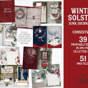 Printable Yule Grimoire Junk Journal Kit, Winter Solstice Digital Download Ephemera Pack, Wheel Of The Year Wicca Book Of Shadows image 3