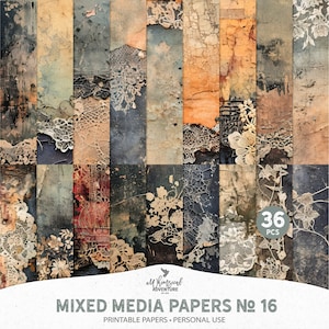 Grunge Printable Mixed Media Art Collage Scrapbook Paper, Digital Download Vintage Style Fall Halloween Backgrounds For Art Or Junk Journal