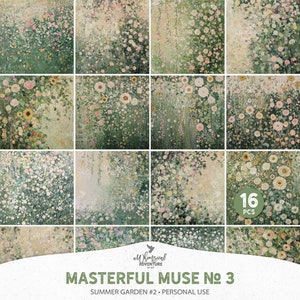 Papiers d'art mural jardin fleurs d'été inspirés de Klimt, album à téléchargement numérique et fond de journal, peinture à l'huile de style Art nouveau