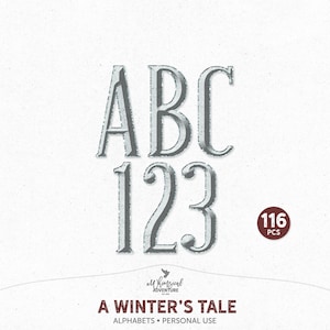 Lettere glitterate, numeri e punteggiatura, forniture per album di ritagli Snow Queen, clipart alfabeto congelato, download istantaneo, alfa digitale, blu ghiaccio