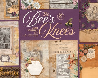 Bees Junk Journal, DIY Kit, Shabby Chic, The Bee&#39;s Knees, Beekeeper Gift, Printable Collage Sheets, Paper Crafts