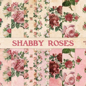 Roses victoriennes, papier numérique floral, textures shabby chic, téléchargement immédiat, printemps romantique