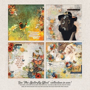 Butterfly Effect Scrapbook Elements, Florals And Foliage, Overlays And Paint, Digital Download image 7