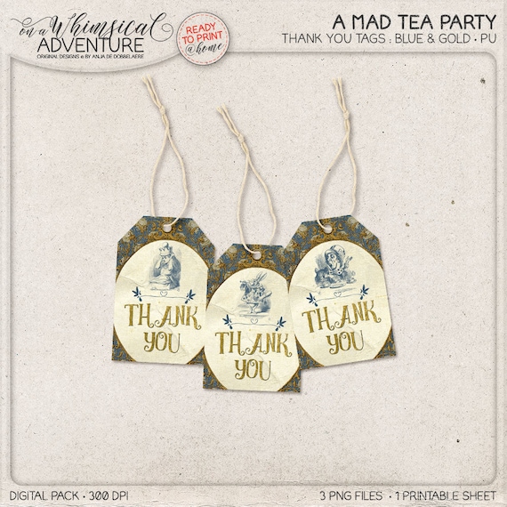 Mad Tea Party Decorations Printable Gift Tags Mad Hatter Etsy