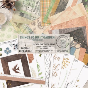 Im Garten, Herunterladbar, Junk Journal, Gartenarbeit, Natur inspiriert, Journal Kit, Frühling, Scrapbook Album, Gärtner Geschenk, Secret Garden