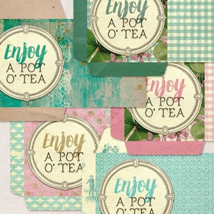 Tea Bag Holder, Printable Tea Bag Envelope, St Patty, St Patrick's Day, Digital Collage Sheet, Instant Download, Irresistible Pot O' Tea image 4