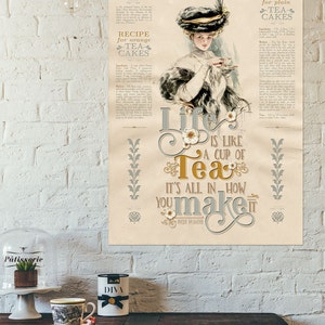 Kitchen Decor, Digital Download, Printable Wall Art, Victorian Style, Home Decor, Tea, Cakes, Recipes, Motivational Quote, Vintage Lady image 5