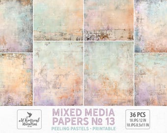 Druckbare Grunge Pastell Halloween Mixed Media Scrapbook Papier, digitaler Download Ephemera Texturen für Kunst oder Junk Journal
