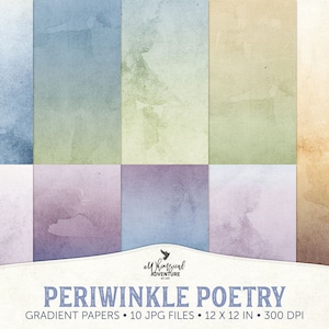 Pervinca Poetry Ombre Papers, Colori sfumati pastello, Texture carta acquerello, Carta per album digitale, Very Peri, Blu e viola