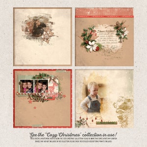 Layouts made with Shabby Solid Color Christmas Scrapbook Paper, Digital Download Red And Green Backgrounds