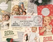 Please Do Not Disturb Sign, Door Hangers, DIY Crafts, Digital Download, Christmas Printable Decor, Vintage Scrapbooking, Junk Journaling