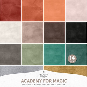 Akademie für Magie zurück in der Schule Dark Academia Solid Paper Pack, Digital Download Karton Hintergründe für Scrapbooking oder Junk Journal