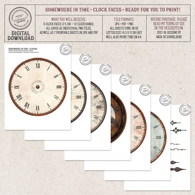 Clock Faces Kit Steampunk Clock Faces Printable DIY Clocks Etsy
