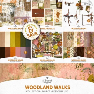 Offre groupée et économisez, Meilleure offre, Animaux de la forêt, Inspiré de la nature, Feuilles d'automne, Impression botanique, Téléchargement instantané, Scrapbooking numérique