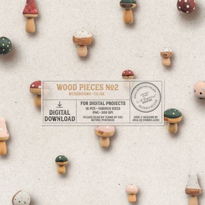 Champignons des bois, téléchargement immédiat, usage commercial OK, décoration boisée, dans les bois, scrapbooking numérique