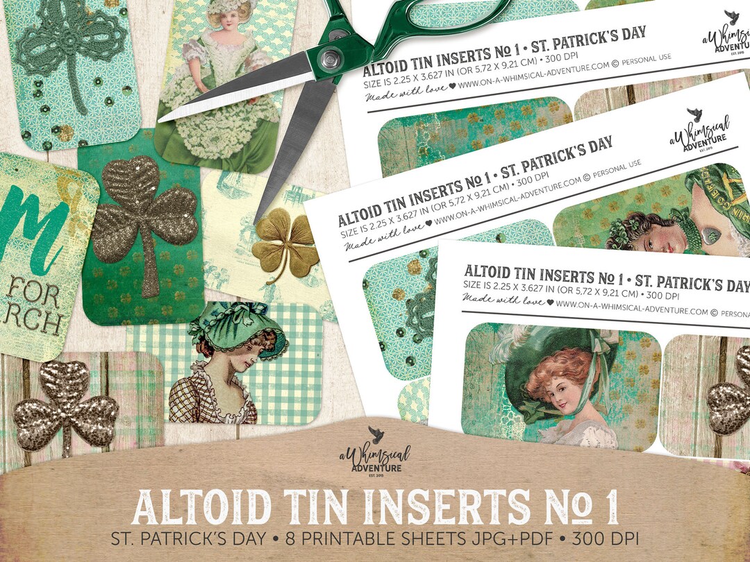 Altoid Tin Printable Inserts, St Patricks Day Altoid Labels, Junk ...