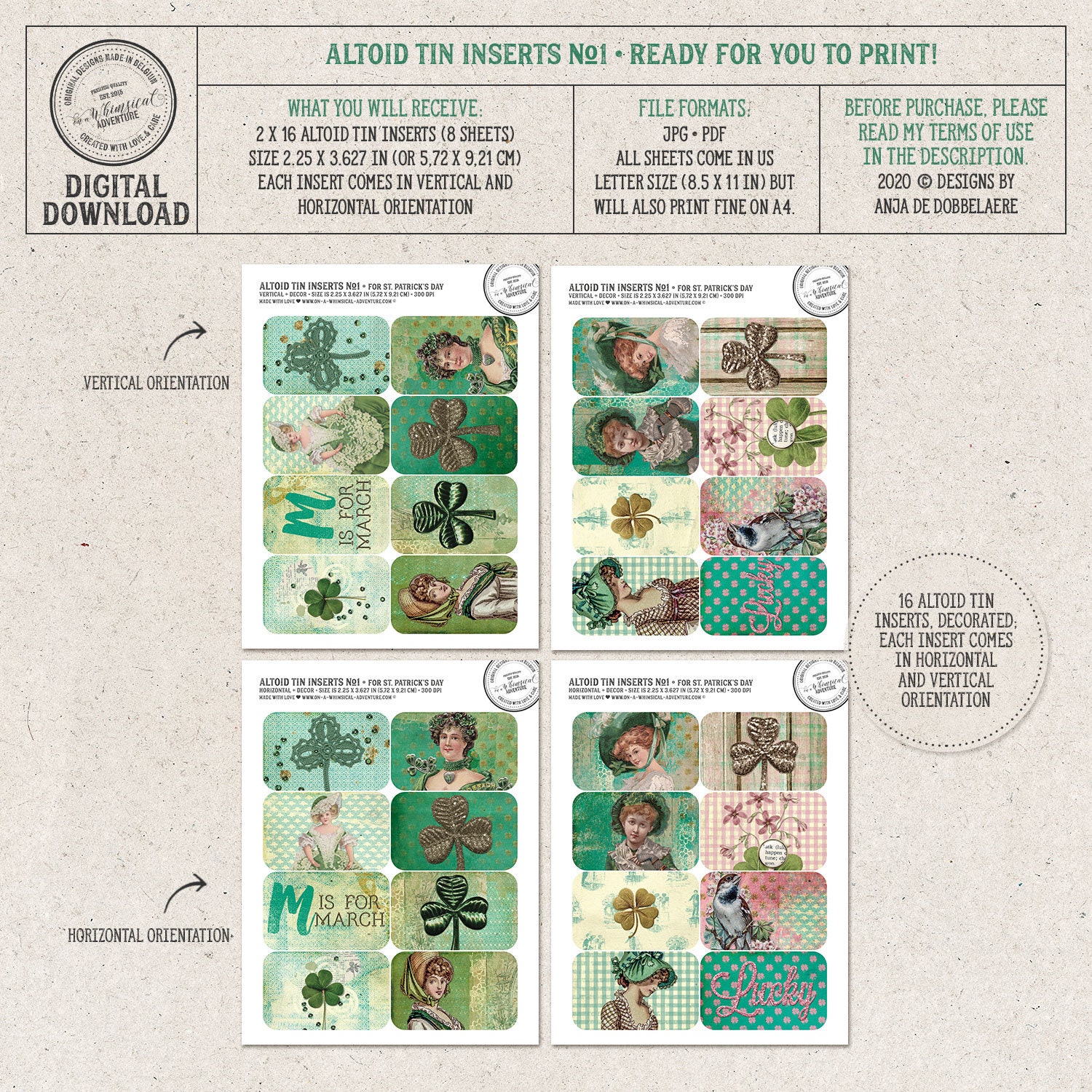 Altoid Tin Printable Inserts St Patricks Day Altoid Labels - Etsy