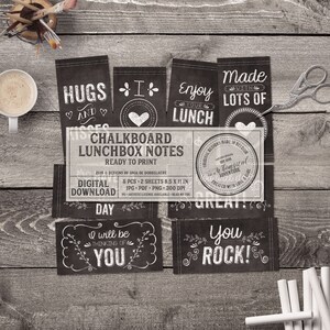 First Day Of School, Printable Chalkboard Tags, Motivational Quotes For Work, Lunchbox Notes, Instant Download, Digital Collage Sheet 画像 8