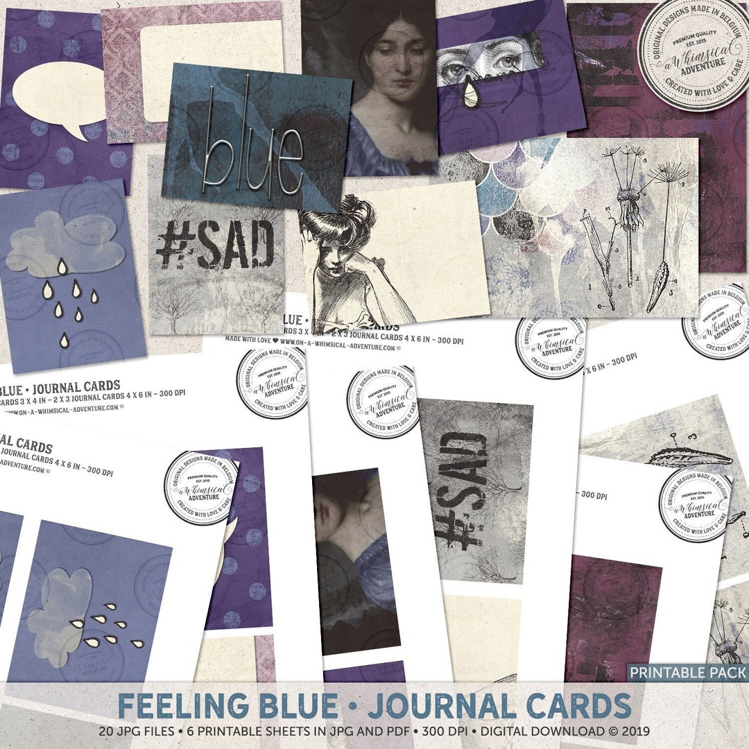 Sadness, Self-care, Anti-anxiety, Printable Journal Cards for Scrapbook ...