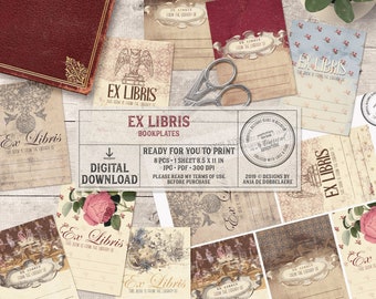 Bookish Gifts, For Bookworms, From The Library Of, Literary Gifts, Book Lovers Gift, Printable Ex Libris Library Cards, Instant Download,