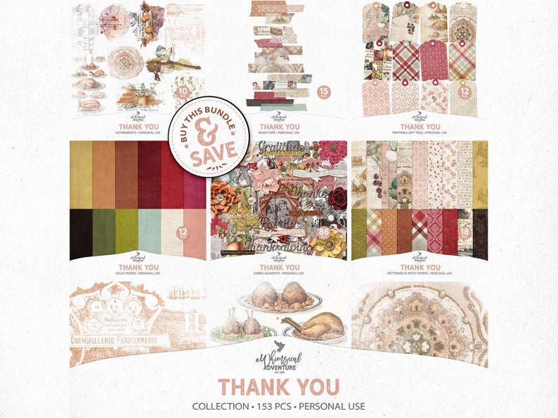 Gratitude Journal, Digital Download, Thanksgiving Gift, Scrapbook Kit ...