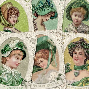 St Patricks Days Cards, Printable Irish Ephemera, Vintage Clover Embellishments, Luck Of The Irish, Shamrock Scrapbook, DIY Four Leaf Clover image 4