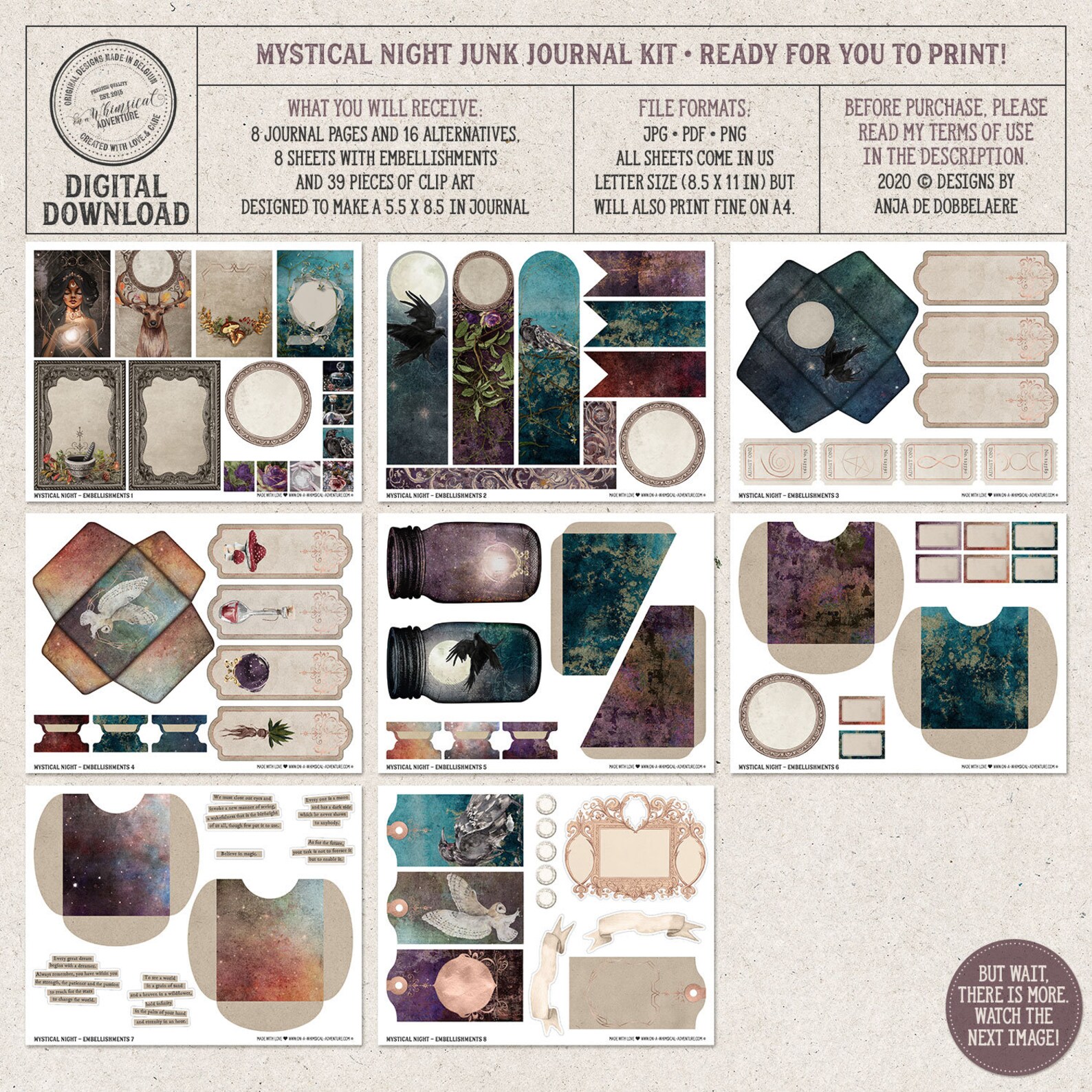 Mystical Night Junk Journal Kit Printable Moon Magic Journal - Etsy