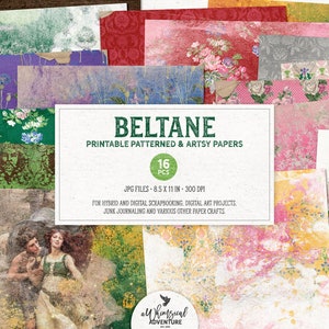 Papiers imprimables Beltane, Roue de l'année, Techniques mixtes, Téléchargement numérique, Journal du courrier indésirable, Cadeau du 1er mai