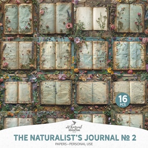 Rustic Naturalist Botanical Digital Field Notes Junk Journal Pages, Instant Download Vintage Nature Scrapbook Paper For Journaling