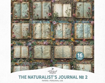 Rustic Naturalist Botanical Digital Field Notes Junk Journal Pages, Instant Download Vintage Nature Scrapbook Paper For Journaling