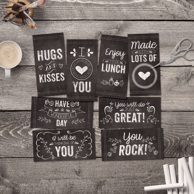 First Day Of School, Printable Chalkboard Tags, Motivational Quotes For Work, Lunchbox Notes, Instant Download, Digital Collage Sheet 画像 2