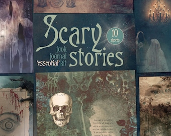 Scary Horror Stories, Gothic Printable Junk Journal Kit, Spooky Werewolves, Haunted Mansion, Vampire Castle, Dark Academia, Ghost Ephemera