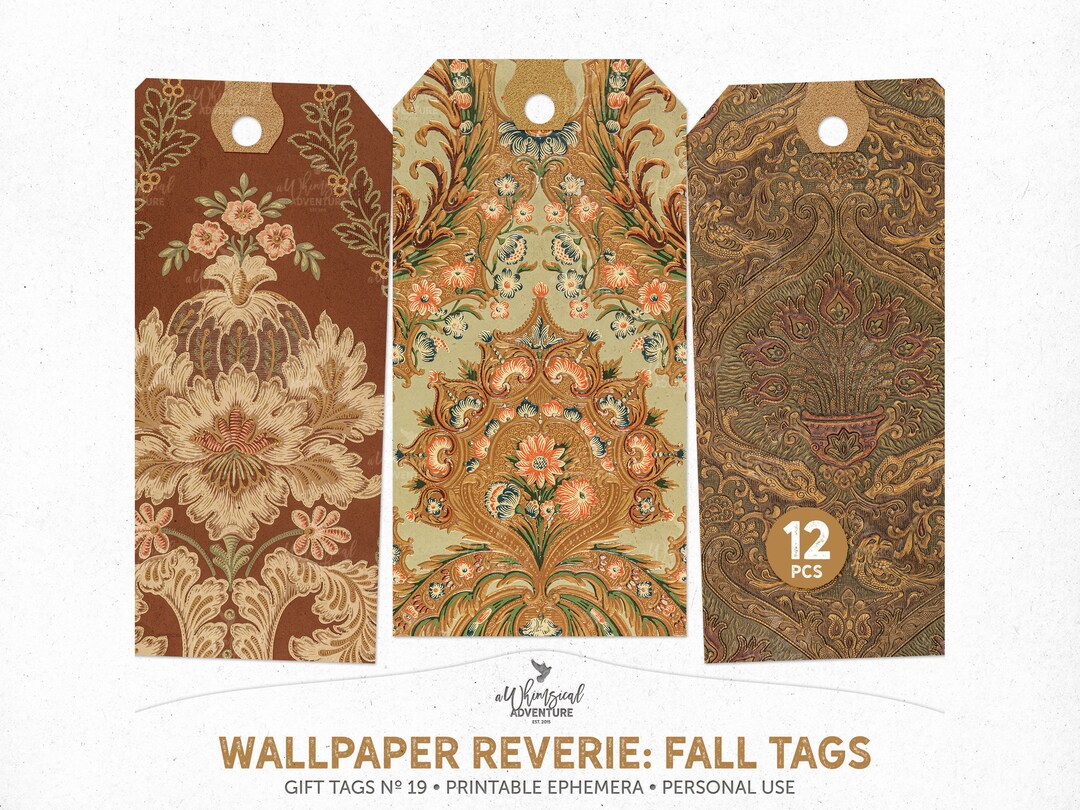 Digital Printable Fall Gift Tags, Instant Download Junk Journal