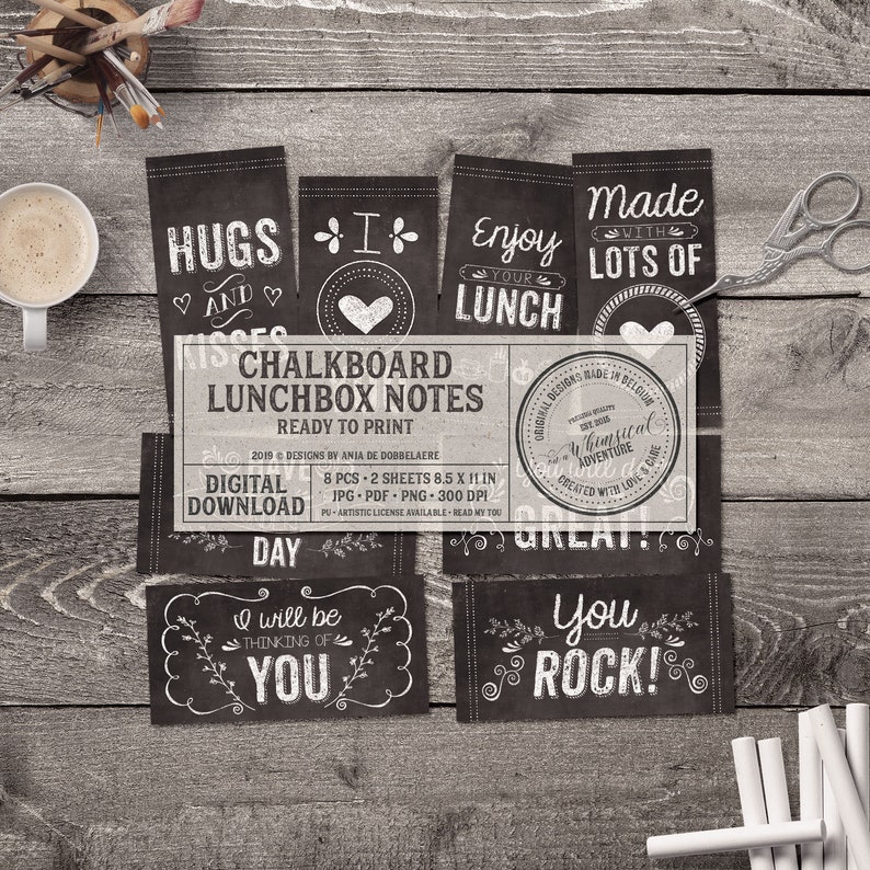 First Day Of School, Printable Chalkboard Tags, Motivational Quotes For Work, Lunchbox Notes, Instant Download, Digital Collage Sheet 画像 1