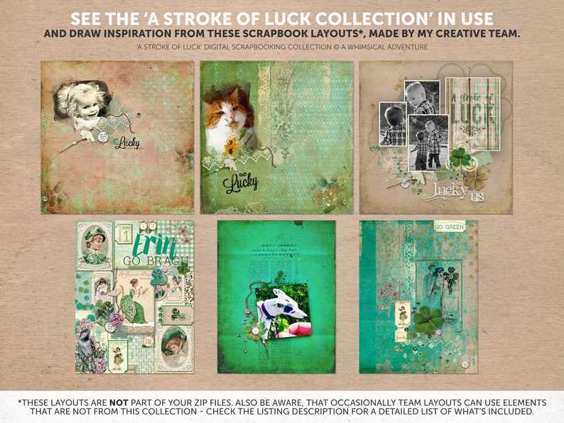 Pocket Cards Printing, Project Life Journal Cards, 3x4, 4x6, St Patty, St Patrick's Day Paper Crafts, Digital Collage Sheet, Lucky Clover image 5