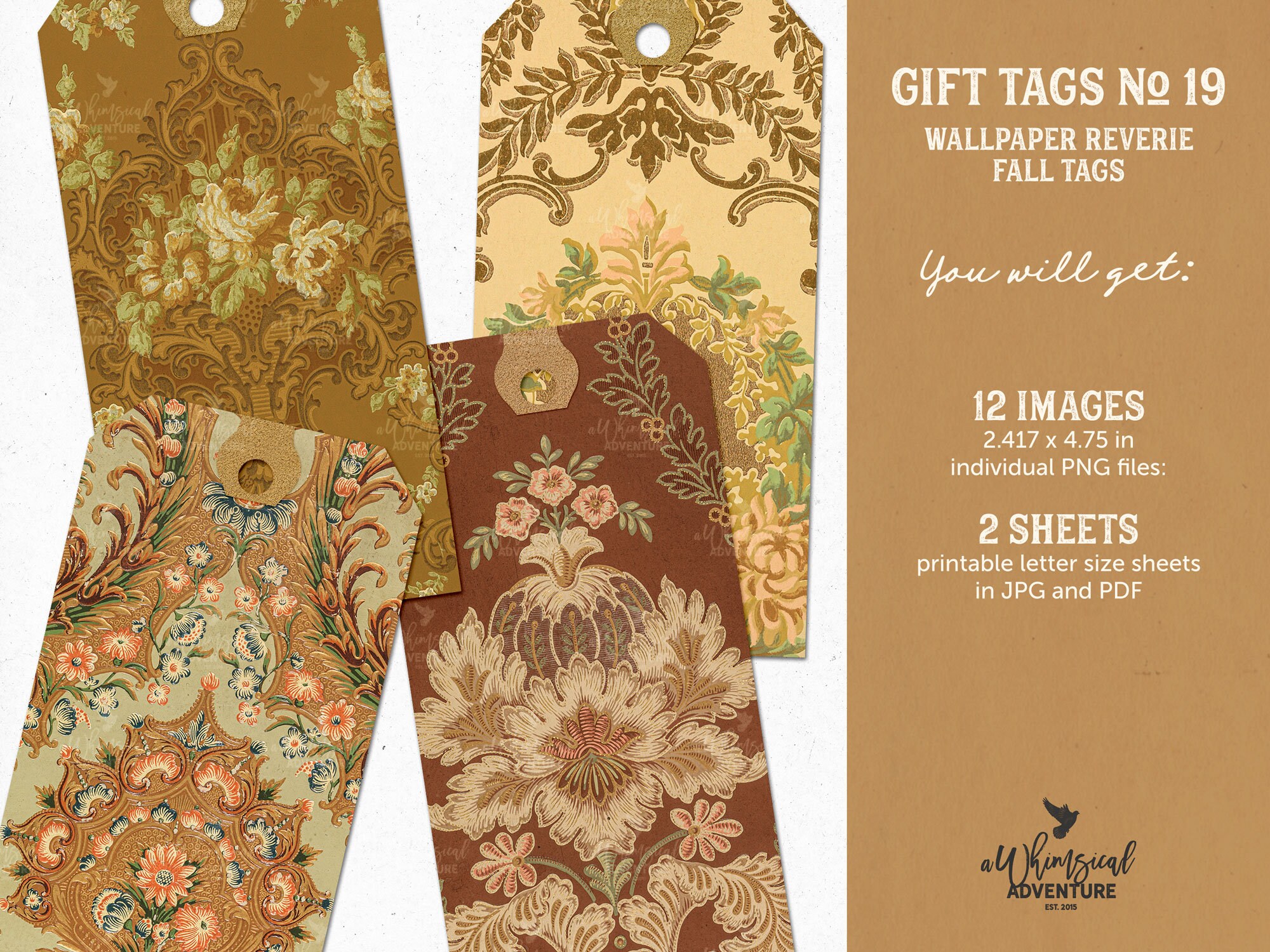 Digital Printable Fall Gift Tags, Instant Download Junk Journal ...