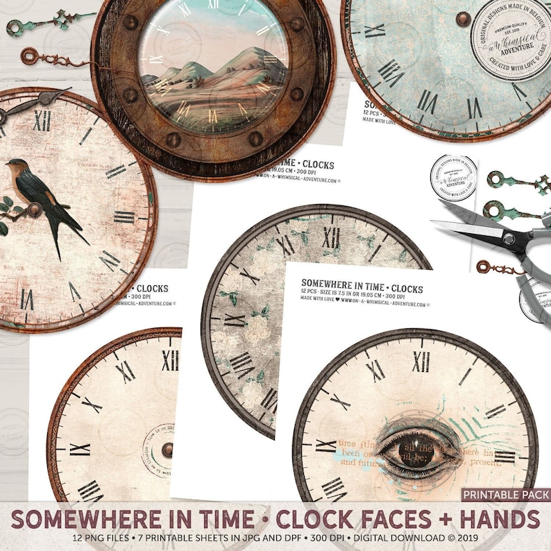 Clock Faces Kit Steampunk Clock Faces Printable DIY Clocks Etsy