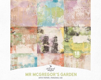 Mr McGregor's Garden, Scrapbook Paper, Peter Rabbit, Digital Download, Mixed Media Backgrounds