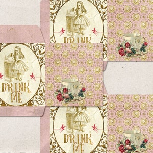 Alice In Wonderland printable tea bag envelopes party image 3