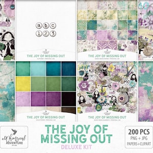 Kit per la cura di sé e la salute mentale, per scrapbooking, download digitale, fantasiose tecniche miste, clipart e carte con la gioia di perdersi qualcosa