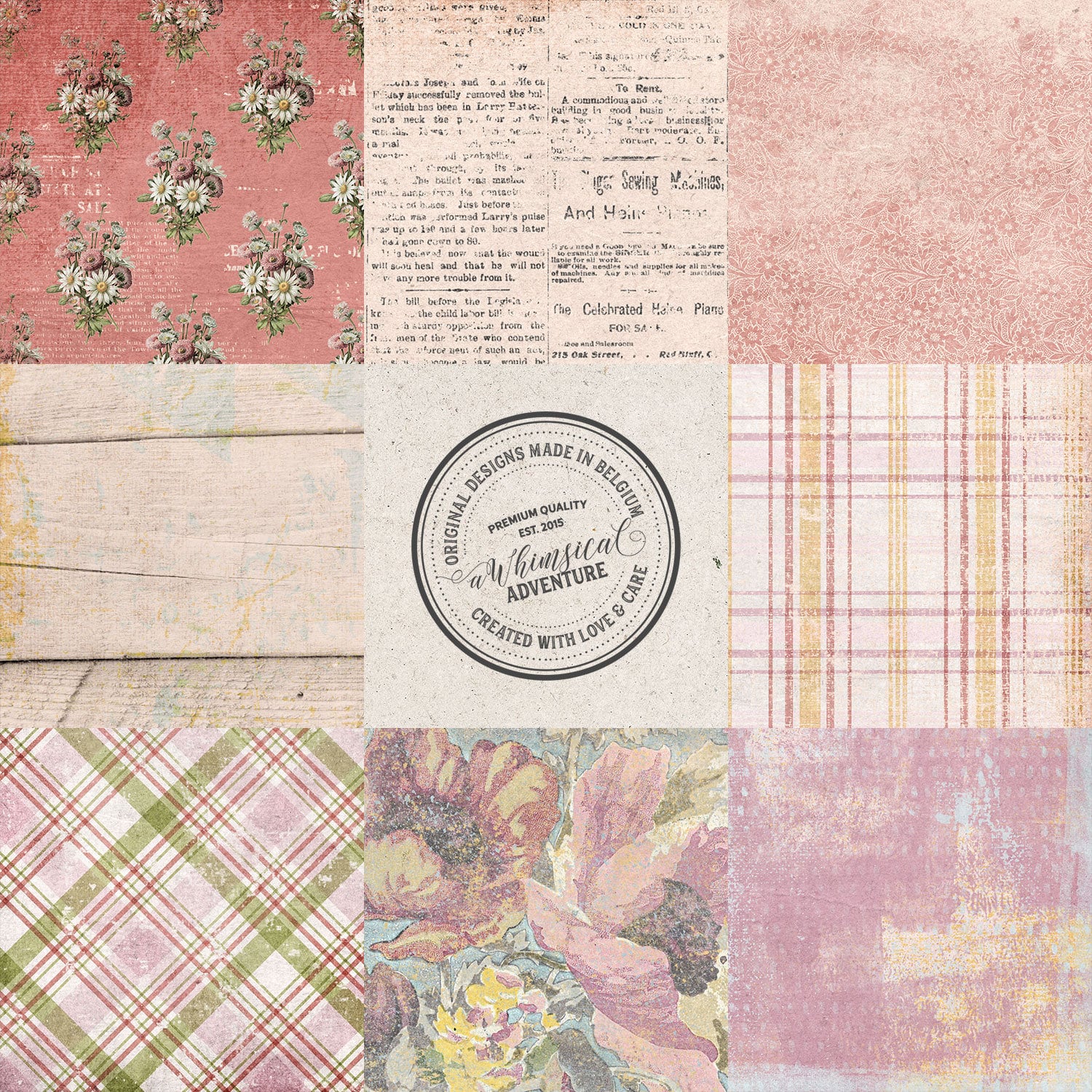 Southern Style Paper Farmhouse Style Papers - Shabby Chic - Country Plaid Pattern - Floral ...