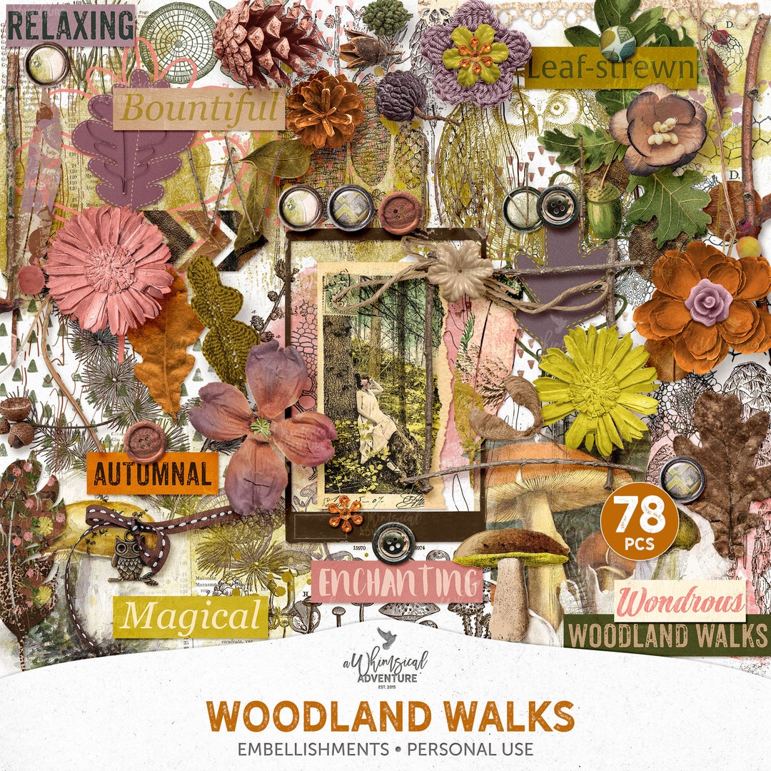 Rustic Digital Scrapbook Elements, Botanical Embellishments, Autumn ...