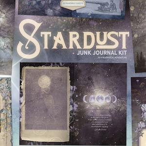 Celestial Junk Journal, Printable Astronomy Collage Kit, Enchanted Night Sky, Space Themed Ephemera, Dark Academia, Moon And Stars image 1